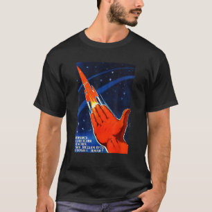 Camiseta Propaganda espacial soviética Poster USR Rocket As