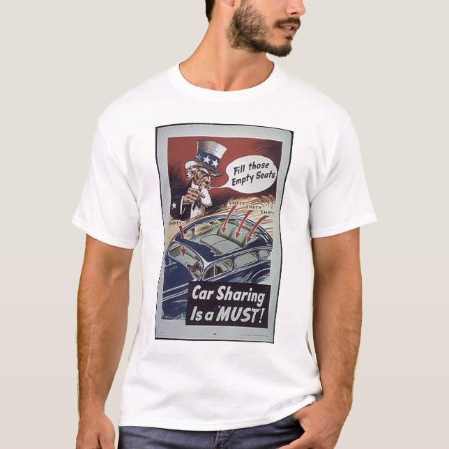 Camiseta Propaganda WW1 da partilha de carro do tio Sam (Frente)