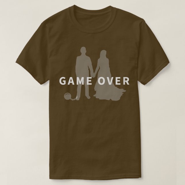 Camiseta Proposta de Casamento Game Over Festa de Despedida (Frente do Design)
