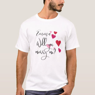 Camiseta Proposta de Casamento Personalizada com Corações "