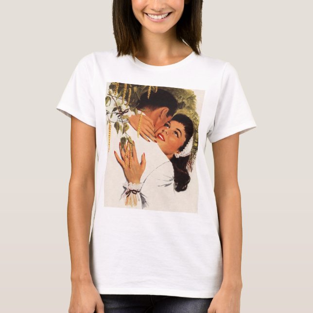 Camiseta Proposta de casamento retrô, amor e romance (Frente)