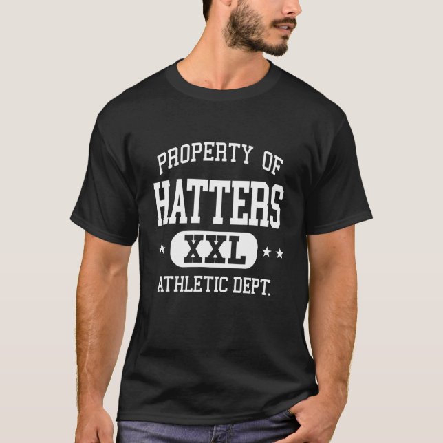 Camiseta Propriedade Atlética Retro dos Hatters Dept  1 (Frente)