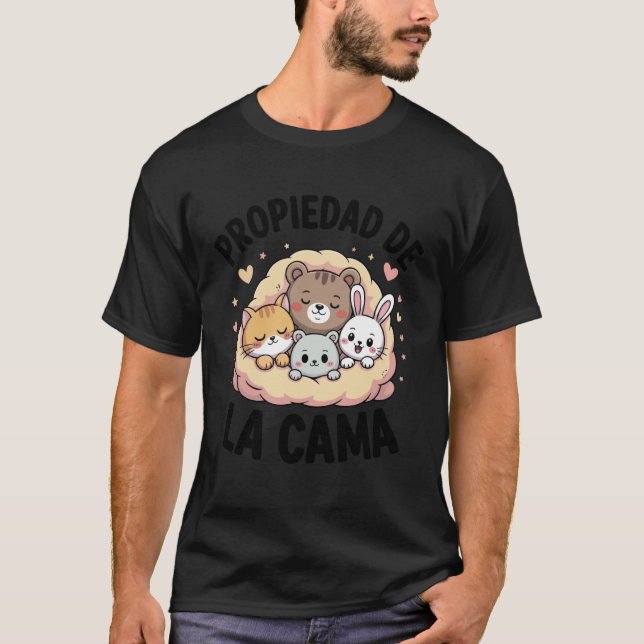 Camiseta PROPRIEDADE DA CAMA Cat Bear Hamster Bunny (Frente)