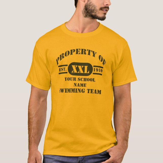 Camiseta Propriedade da equipe de natação T-Shirt (Frente)
