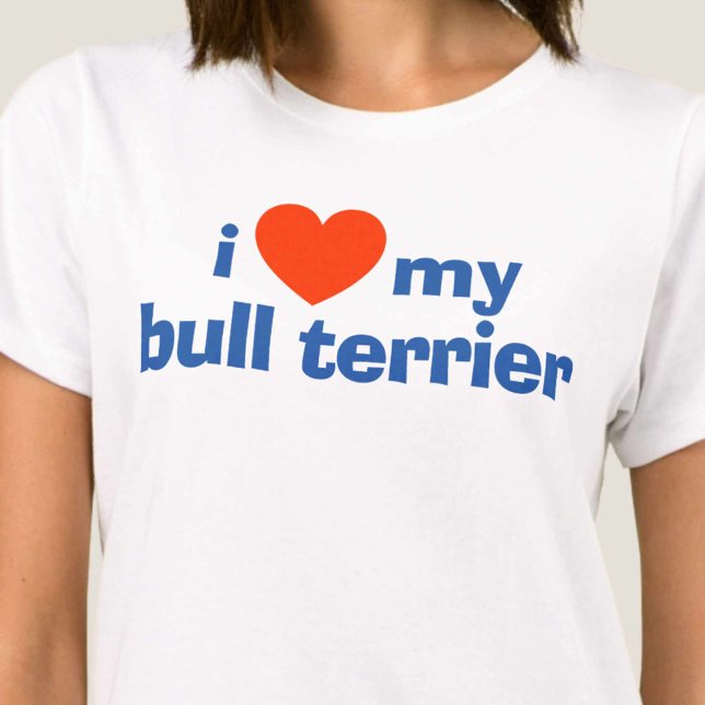Camiseta Proprietário da Bull Terrier. Coração Vermelho par (Criador carregado)