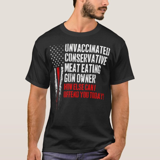 Camiseta Proprietário de Arma de Carne Conservadora Não Vac (Frente)
