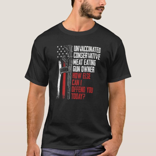 Camiseta Proprietário de Arma de Carne Conservadora Não Vac (Frente)