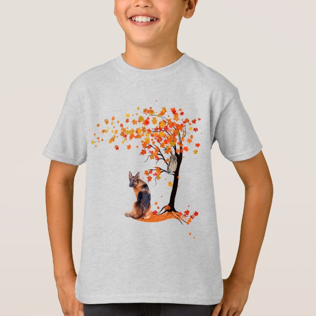 Camiseta Proprietário De Cachorro De german shepherd E Árvo (Frente)