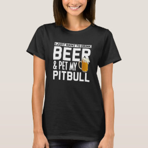 Camiseta Proprietário de Cachorro Pitbull Beber Cerveja Pet