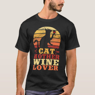 Camiseta Proprietário De Gato E Gato De Vinho Mãe Design