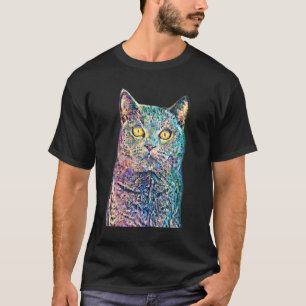 Camiseta Proprietário de Gatos Filtro de Pointilismo de Cat