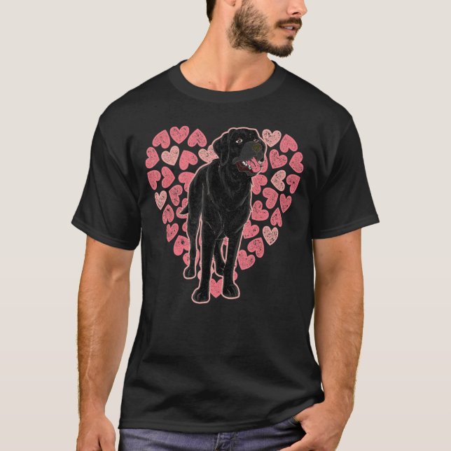 Camiseta Proprietário do Black Labrador Animal Pet Hearts D (Frente)