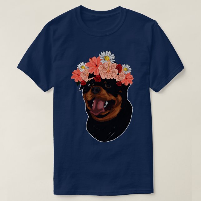 Camiseta Proprietário do Cachorro Flor Pet Rottweiler (Frente do Design)