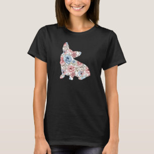Camiseta Proprietário do Corgi Corgão Flor Silhouette Cog B