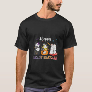 Camiseta Proprietário do Gato Feliz Hallothanksmas Engraçad