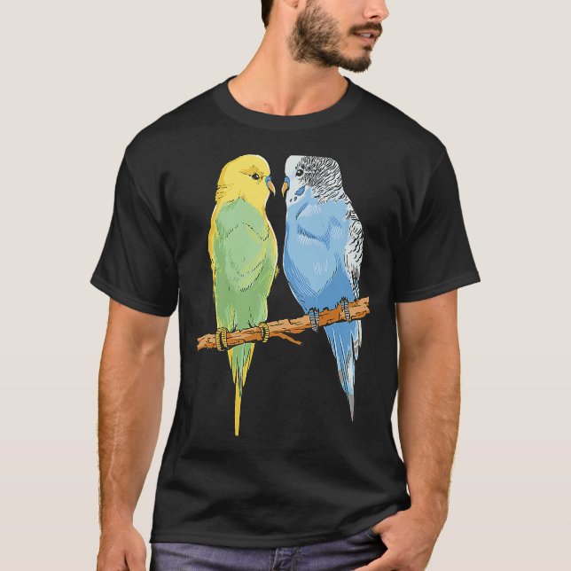 Camiseta Proprietário do periquito bugerigar de aves Sentad (Frente)