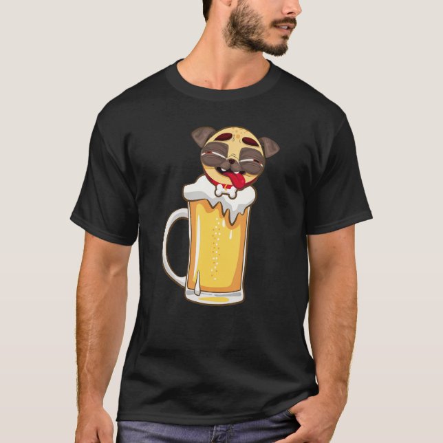 Camiseta Proprietário engraçado de cerveja Pug Beer Pitcher (Frente)