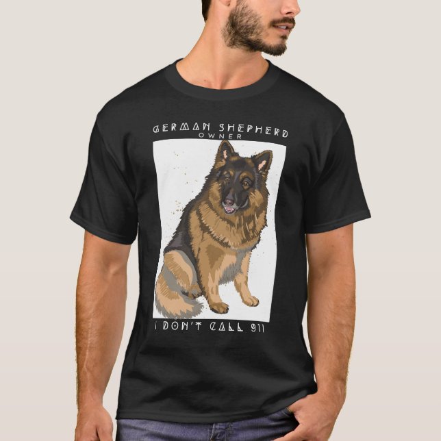 Camiseta Proprietário Orgulhoso do German shepherd, eu não  (Frente)