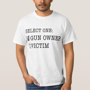 Camiseta Proprietário ou vítima de arma