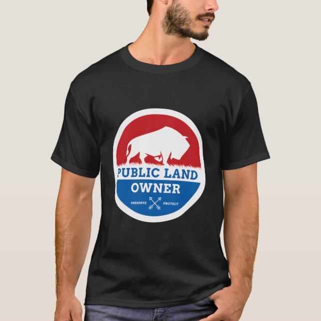 Camiseta Proprietário Público de Terras Bison Caça ao Exter (Frente)
