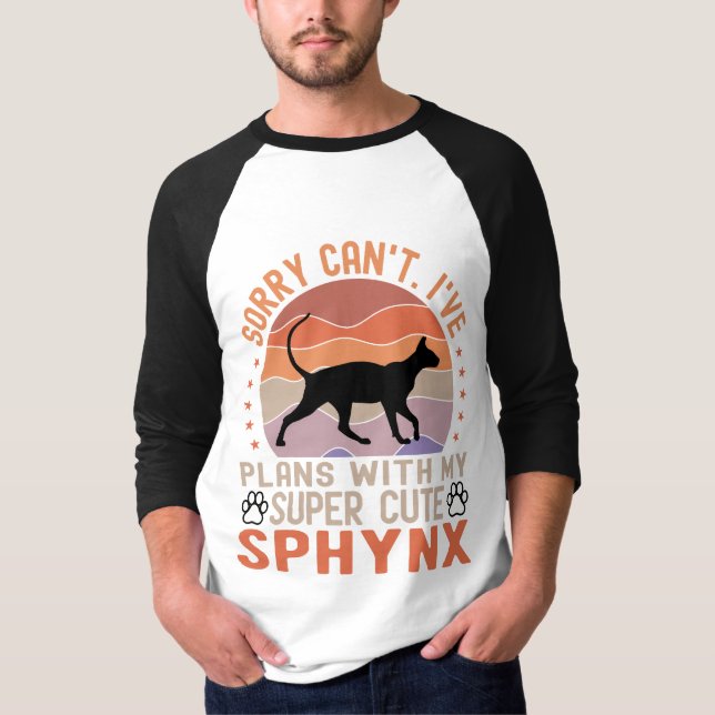 Camiseta Proprietário Sphynx engraçado tem planos com Gato  (Frente)