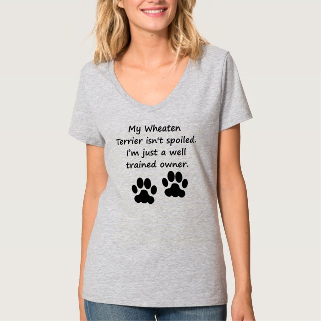 Camiseta Proprietário Wheaten bem treinado de Terrier (Frente)