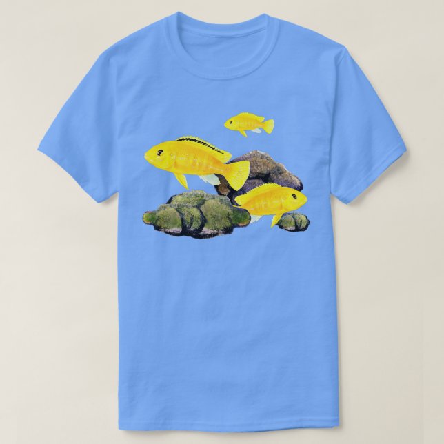 Camiseta Proprietários de aquário de peixe amarelo-laborató (Frente do Design)