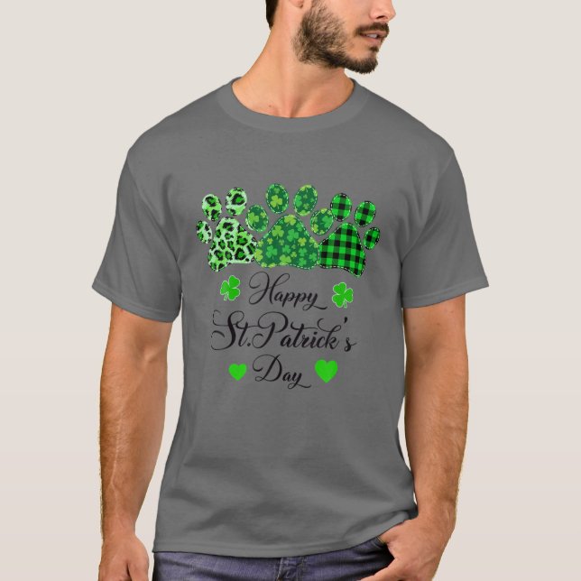 Camiseta Proprietários de Cachorros Paw Shamrock Happy Dia  (Frente)