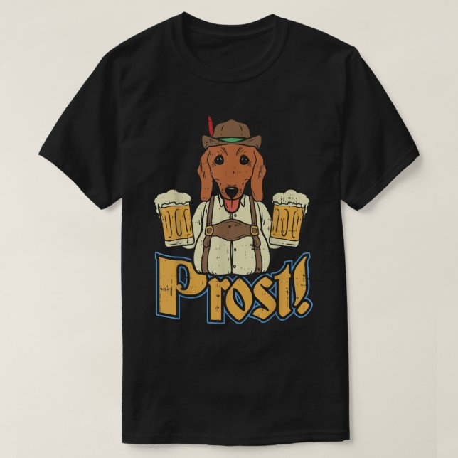 Camiseta Pros Oktoberfest Dachshund Dog Bebê Bebendo (Frente do Design)