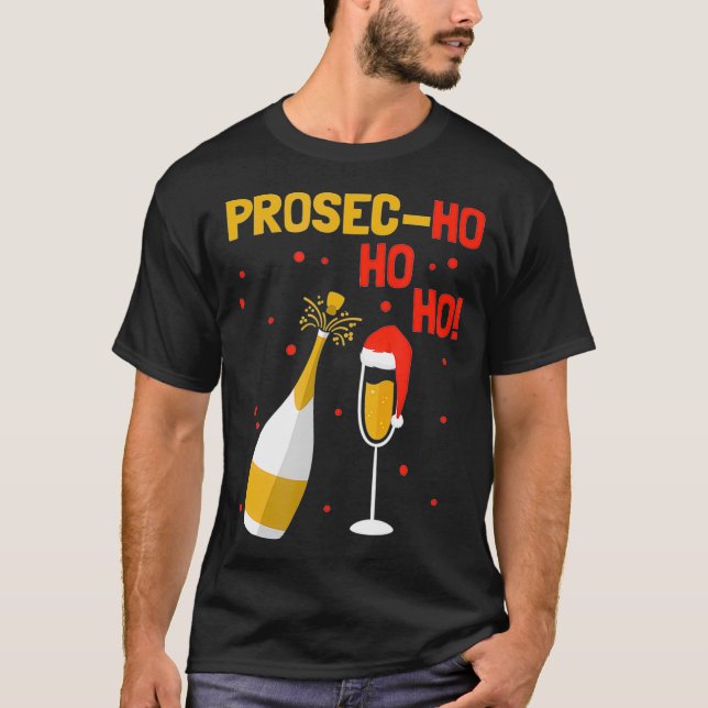 Camiseta Prosec Ho Ho Engraçado Férias de Natal do Presecco (Frente)