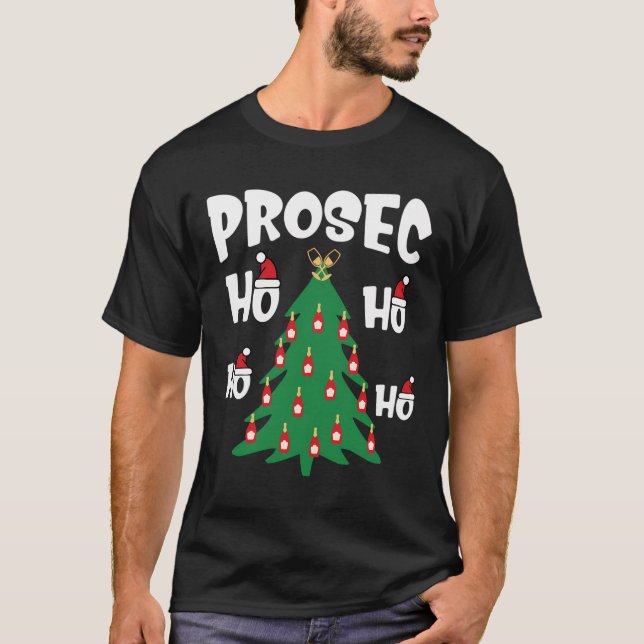 Camiseta Prosecco Ho Ho Engraçado Vinho De Natal Prosec-Ho  (Frente)