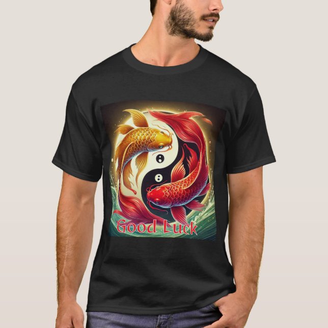 Camiseta Prosperidade com Peixes Koi Boa Sorte (Frente)