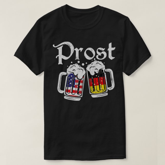 Camiseta Prost Beer American Flag Funny Oktoberfest (Frente do Design)