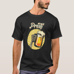 Camiseta Prost Beer Mug Skeleton Mão Oktoberfest Alemão