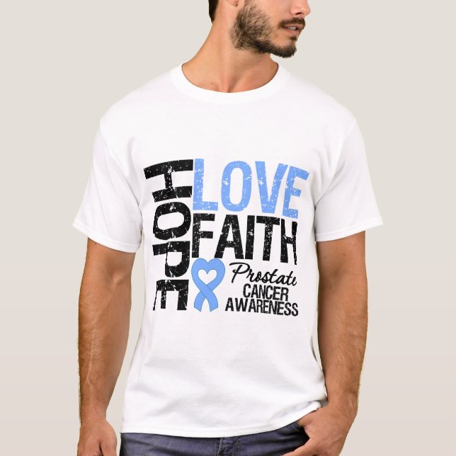 Camiseta Prostate Cancer Hope Love Faith (Frente)