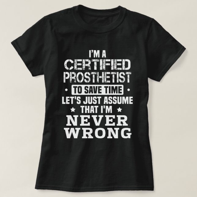 Camiseta Prosthetista certificada (Frente do Design)