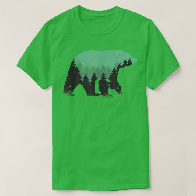 Camiseta Proteção ambiental do urso de madeira (Frente do Design)