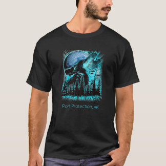 Camiseta Proteção de Porto Alaska Howling Wolf Moon Forest