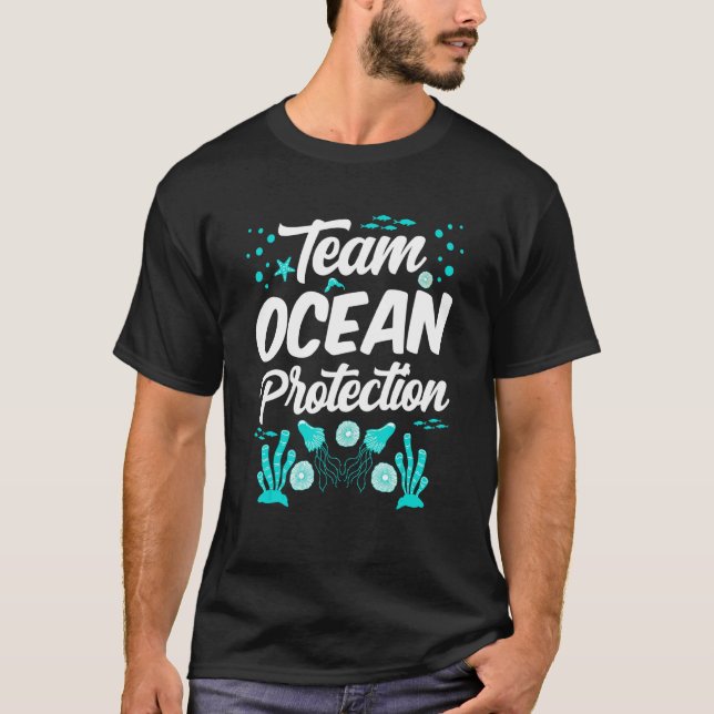 Camiseta Proteção do Oceano de Equipe Salvar Mar de Proteçã (Frente)