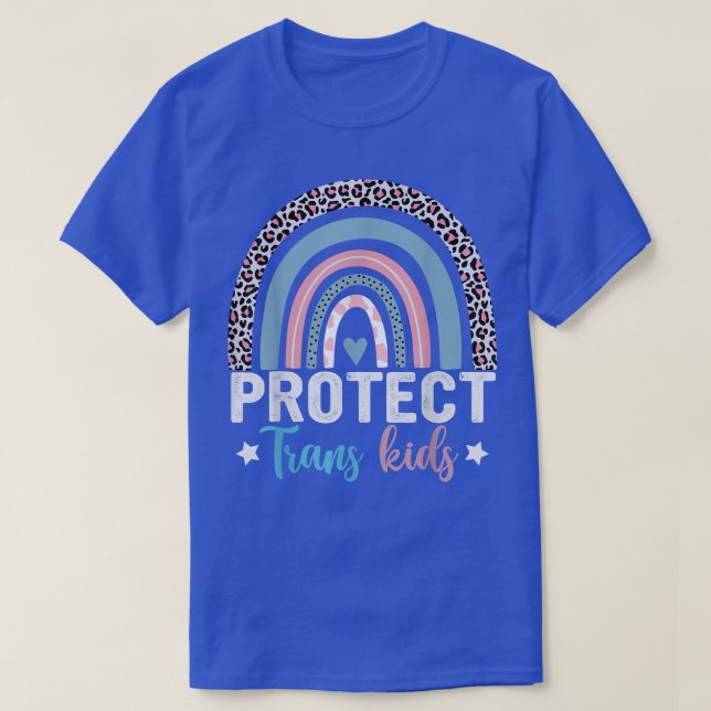 Camiseta Protect Trans Kids Leopard Rainbow  Transgender Fl (Frente do Design)