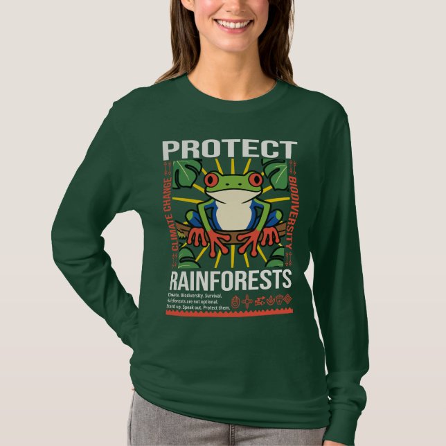 Camiseta Proteger a Consciência Ambiental das Florestas Tro (Frente)