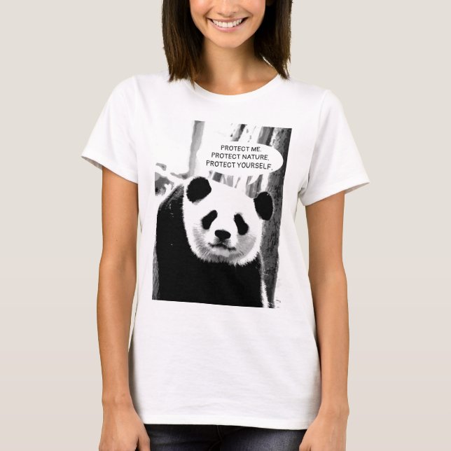 Camiseta Proteger a Natureza e o Urso de Panda Personalizad (Frente)