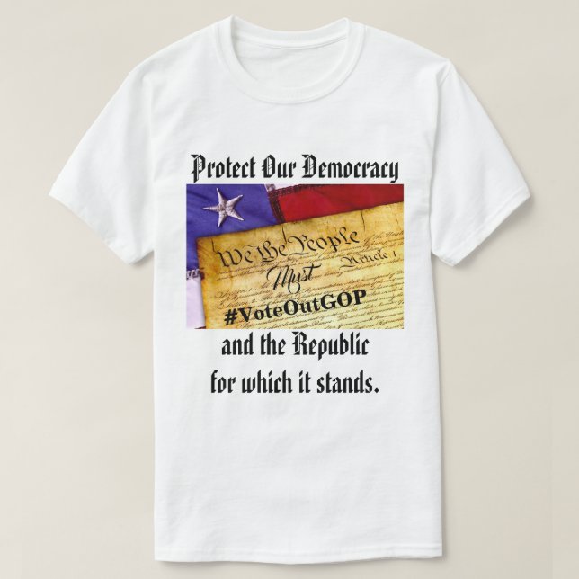 Camiseta Proteger a nossa Democracia e a República (Frente do Design)