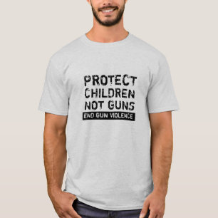 Camiseta Proteger as crianças Não armas crua aflita