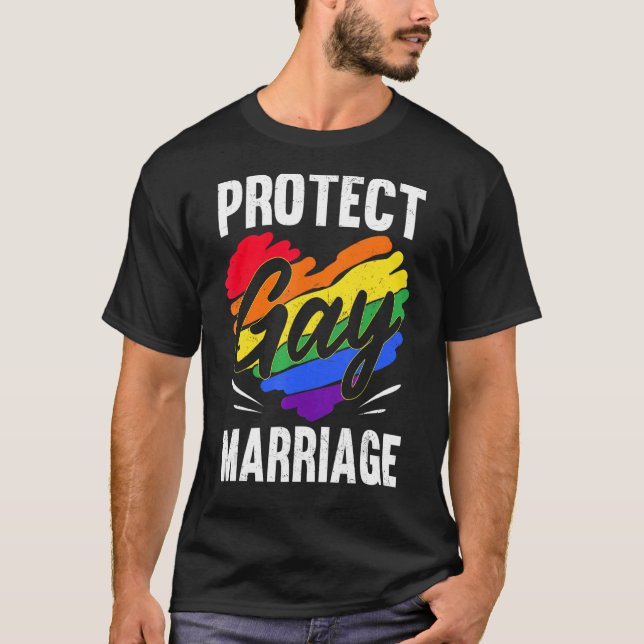 Camiseta Proteger Casamento gay LGBTQ Arco-Íris LGBT LGBT A (Frente)