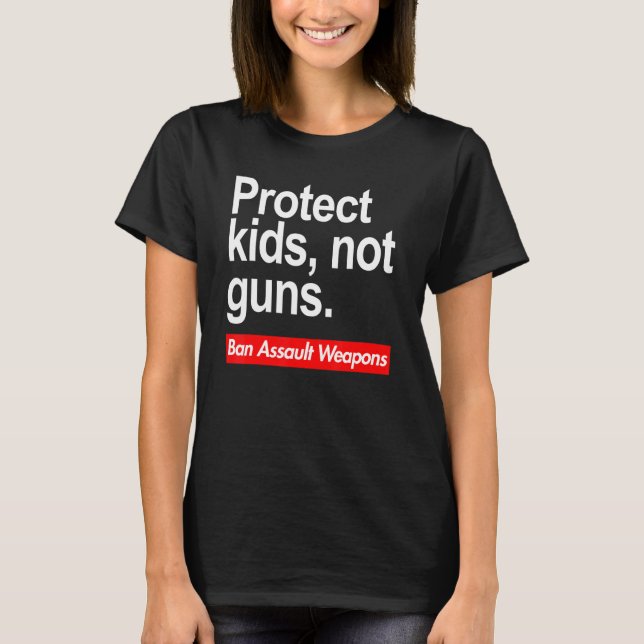 Camiseta Proteger Crianças Não Armas de Protesto Contra Arm (Frente)