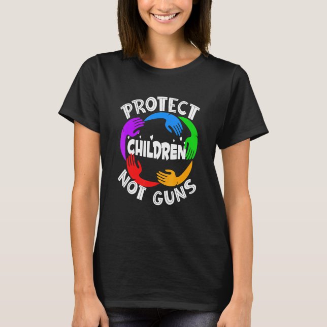 Camiseta Proteger Crianças Não Armas Laranja (Frente)