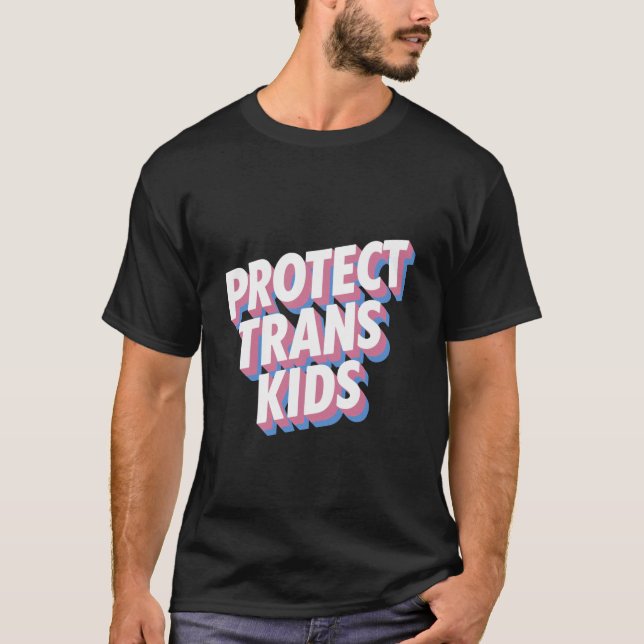 Camiseta Proteger Crianças Trans LGBTI+ Orgulho do Mês dos  (Frente)