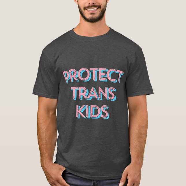 Camiseta Proteger Crianças Transexuais T Orgulho LGBT Trans (Frente)