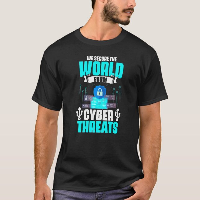 Camiseta Proteger do Cyber Ameaças do Programador do Comput (Frente)